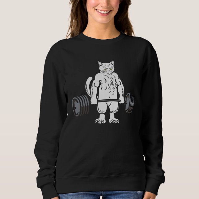 Sweatshirt Deadlift Fitness Cat Weight Training Bodybuilder (Devant)