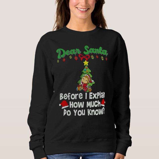 Sweatshirt Dear Santa Before I Explain How Much Do You Know_7 (Devant)