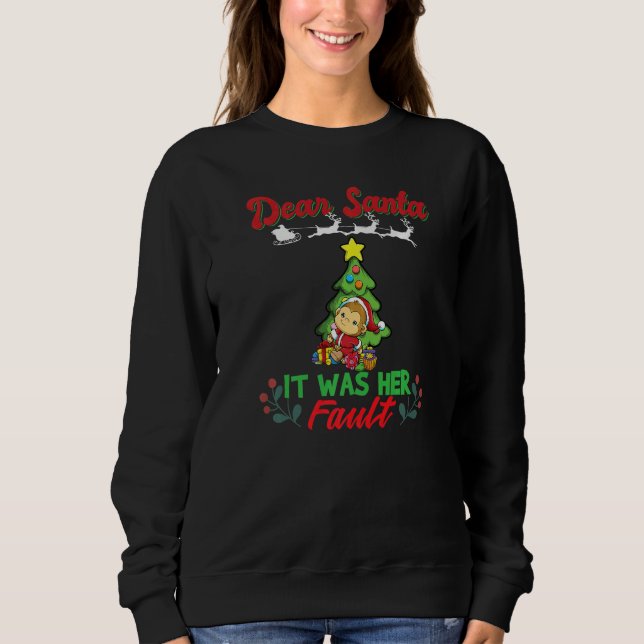 Sweatshirt Dear Santa It Was Her Fault Siblings Matching Xmas (Devant)
