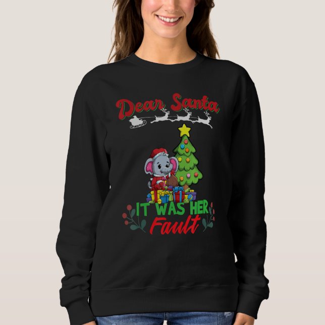 Sweatshirt Dear Santa It Was Her Fault Siblings Matching Xmas (Devant)