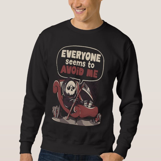 Sweatshirt Death Issues Funny Halloween Skull Grim Reaper Ske (Devant)