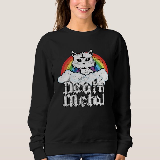 Sweatshirt Death Metal Cat Soft Goth Grunge Aesthetic Cat Kit (Devant)