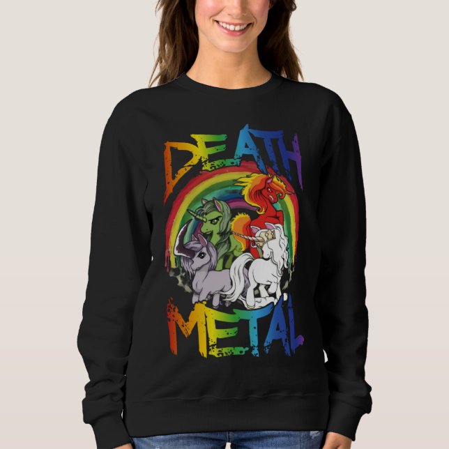 Sweatshirt Death Metal  Rainbow Unicorn Apocalypse (Devant)