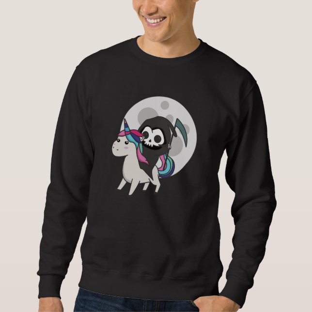 Sweatshirt Death Riding Unicorn Funny Unicorns lune (Devant)