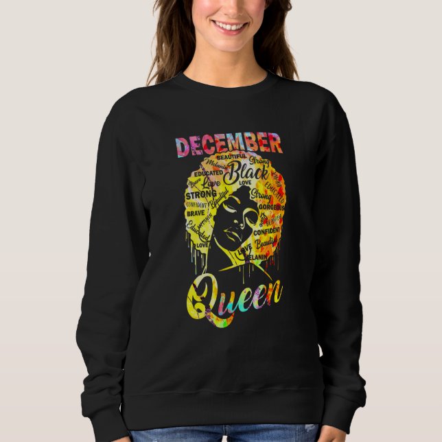 Sweatshirt Décembre Reine femme noire Afro cheveux naturels A (Devant)