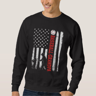 Sweatshirt Déchiré USA American Flag Baseball Grandpa Flag