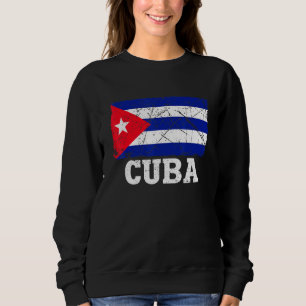 Sweatshirt Déchiré Vintage Cuba Drapeau Patriotique