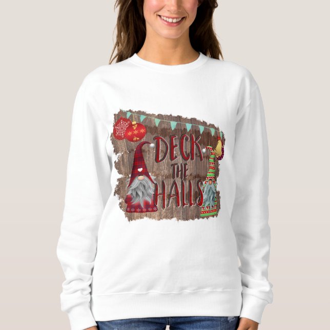 Sweatshirt Deck Halls Gnomes et Baubles (Devant)