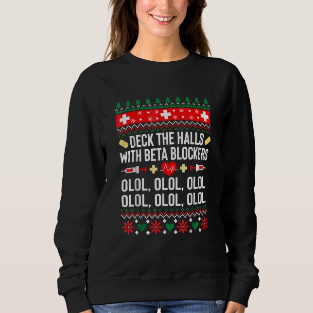 Sweatshirt Deck Les Halls Avec Blockers Bêta Infirmière Noël (Devant)