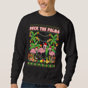 Sweatshirt Deck Les Palmiers Joyeux Flamant rose Noël Douleur