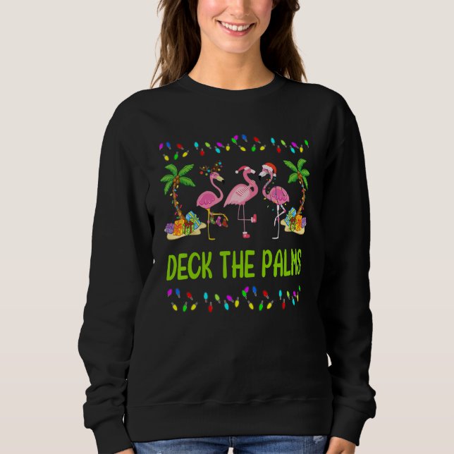 Sweatshirt Deck the Palms Merry Flamingo Christmas (Devant)