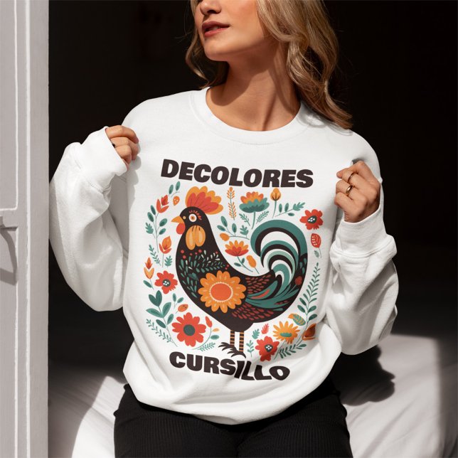 Sweatshirt DeColores Cursillo Art Populaire Coq Foncé Coloré (Créateur téléchargé)