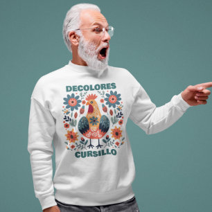 Sweatshirt DeColores Cursillo Coq Art Populaire Floral Sarcel