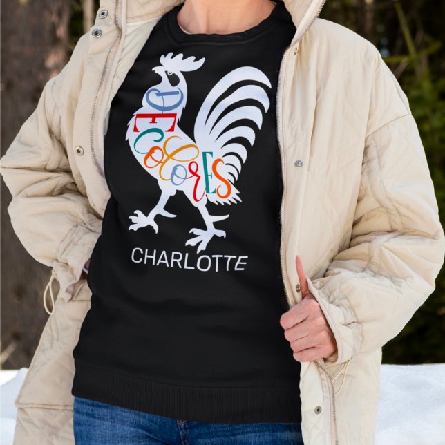 Sweatshirt DeColores Cursillo Coq Silhouette Blanche (Créateur téléchargé)