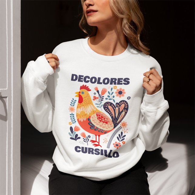 Sweatshirt DeColores Cursillo Folk Art Rooster Christian (Créateur téléchargé)