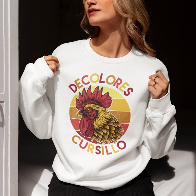 Sweatshirt DeColores Cursillo Rooster with Distressed Sunset (Créateur téléchargé)