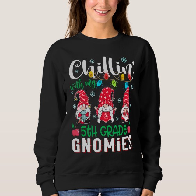 Sweatshirt Décontracté avec mes gnomes de 5e année Noël léger (Devant)