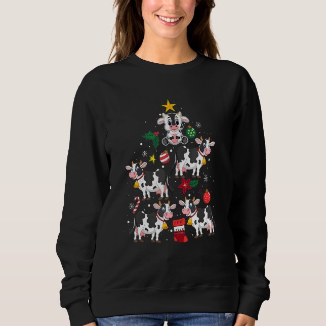 Sweatshirt Décor de l'arbre de Noël de la vache pour chien (Devant)