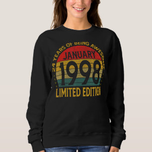 Sweatshirt Décoration d'anniversaire vintage Janvier 1998