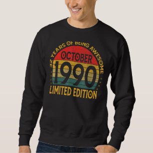 Sweatshirt Décoration d'anniversaire vintage Octobre 1990