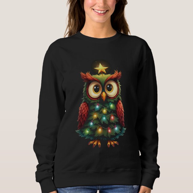 Sweatshirt décoration de hibou de Noël (Devant)