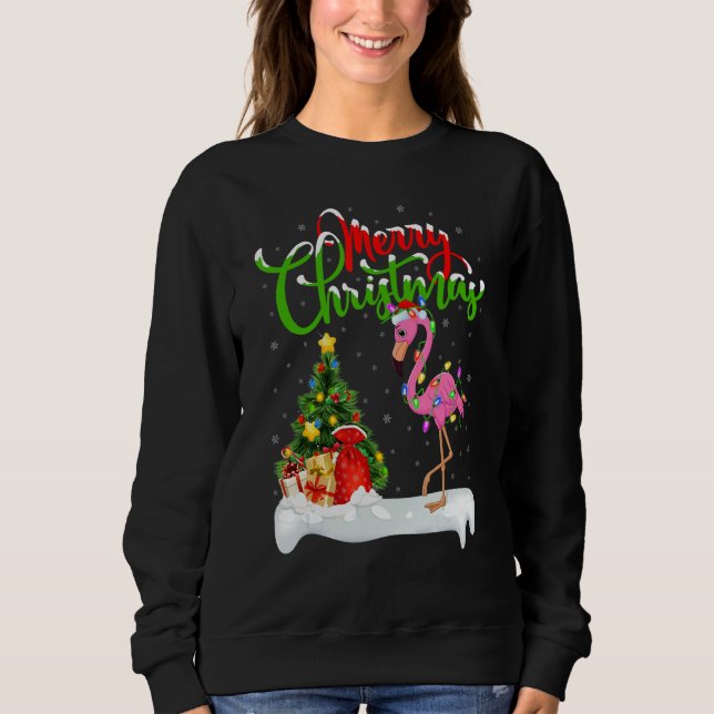 Sweatshirt Décoration de Noël d'oiseau flamant rose Santa Fla (Devant)