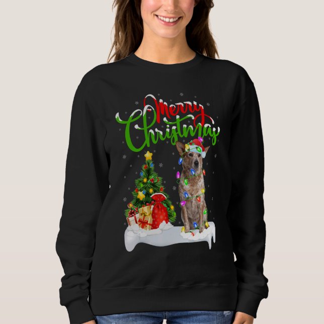 Sweatshirt Décorations de Noël Santa Blue Heeler Chris (Devant)