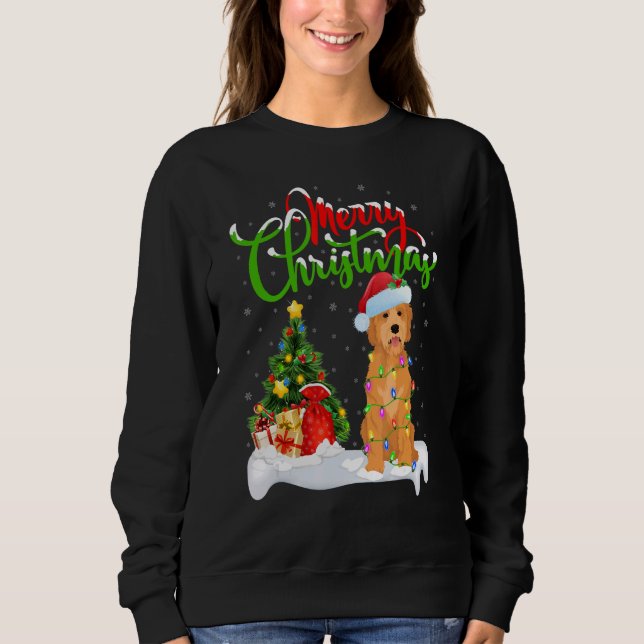 Sweatshirt Décorations de Noël Santa Chien Goldendoodle Noël (Devant)