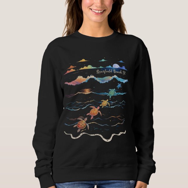 Sweatshirt Deerfield Beach Floride Tortue de mer Lover Beach  (Devant)