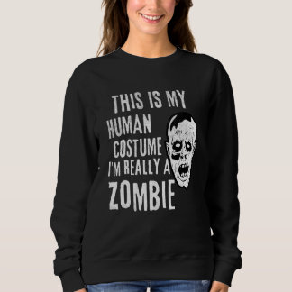 Sweatshirt Déguisement de Halloween paresseux visage de zombi