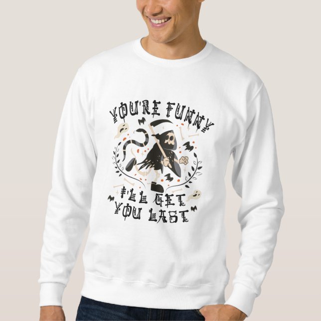 Sweatshirt Déguisement d'Halloween squelette de la Faucheuse  (Devant)