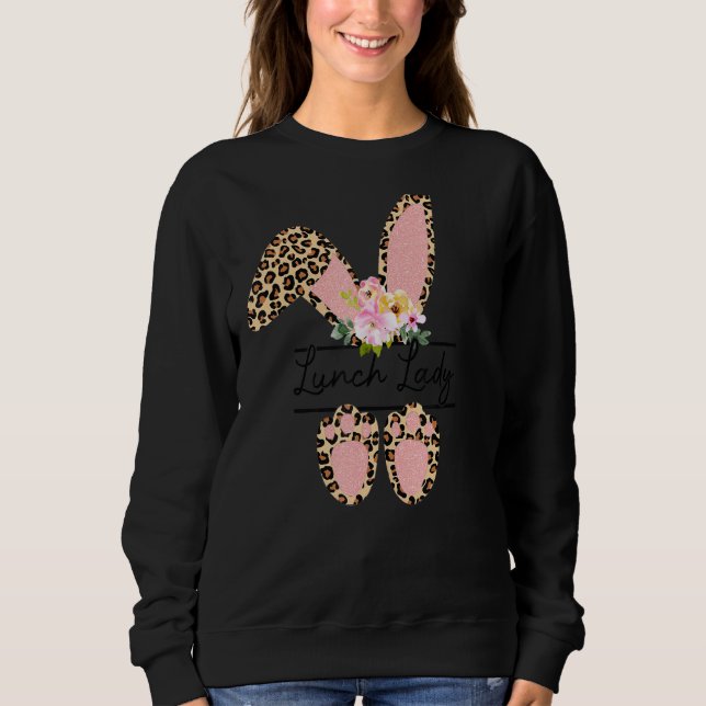 Sweatshirt Déjeuner Lady Bunny Léopard Fleurs mignonnes Pâque (Devant)