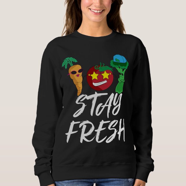 Sweatshirt Déjeuner sain de légumes drôles frais de séjour (Devant)