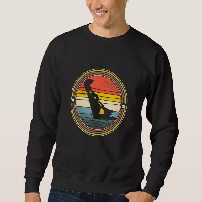 Sweatshirt Delaware Hawaii Roots Origine State Map Retro (Devant)