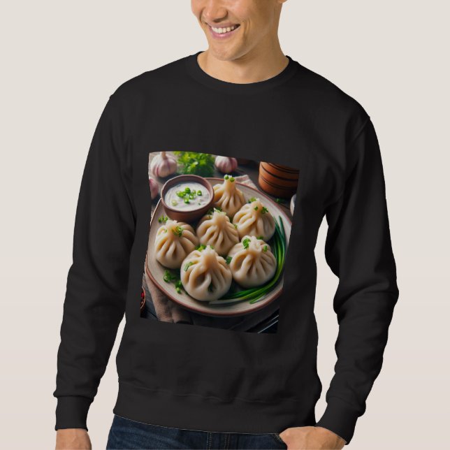 Sweatshirt Demandez-moi à propos de Khinkali Dumpling Food (Devant)