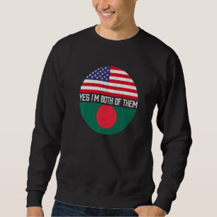 Sweatshirt Demi-Américain Demi-Bangladais Usa Famille Drapeau