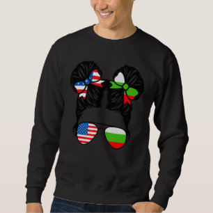 Sweatshirt Demi-Américain Demi-Bulgare Girl USA Bulgarie Fla