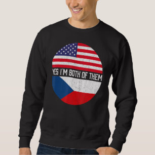 Sweatshirt Demi-Américain Demi-République Tchèque Usa Famille