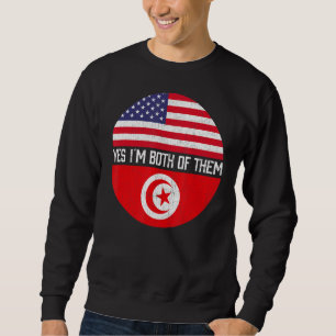 Sweatshirt Demi-Américain Demi-Tunisien Drapeau Famille Herit