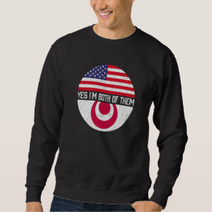 Sweatshirt Demi-Américain moitié Okinawa Usa Drapeau Famille