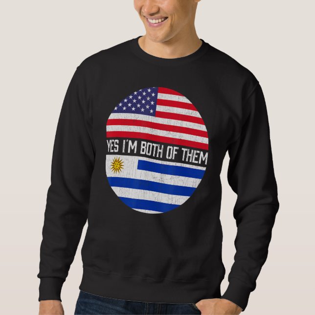 Sweatshirt Demi-Américain moitié uruguayen Drapeau Hérit de f (Devant)