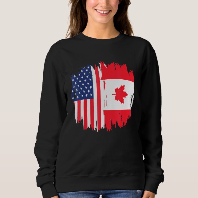 Sweatshirt Demi-Américaine Moitié Canadienne Racines Amérique (Devant)