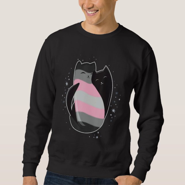 Sweatshirt Demigirl Cat Flag Nonbinary Transgender LGBT Black (Devant)