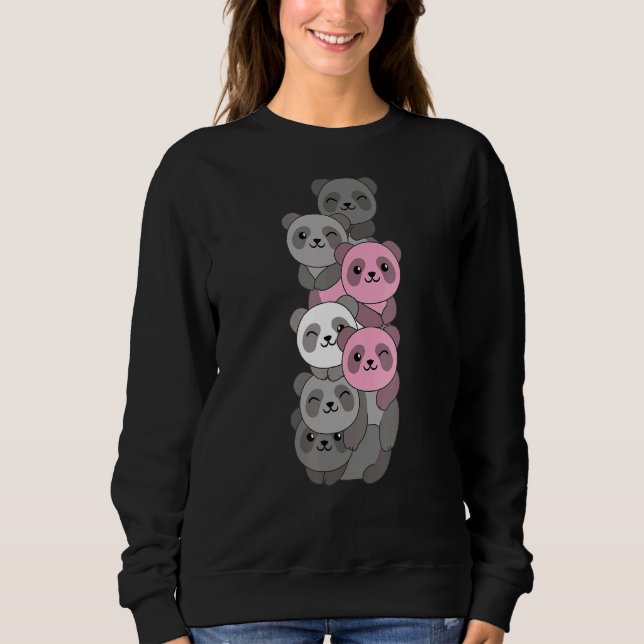 Sweatshirt Démigirl Drapeau Fierté Lgbtq Pandas mignon Demigi (Devant)