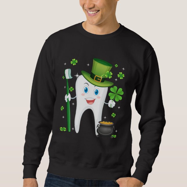 Sweatshirt Dent assistante mignonne dent avec chapeau St Patr (Devant)