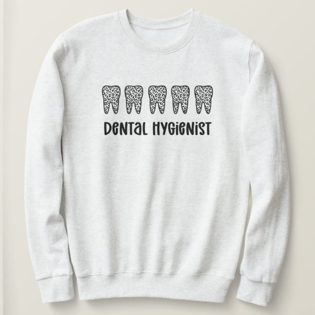 Sweatshirt Dental Hygienist Empreinte de léopard Dents (Design devant)