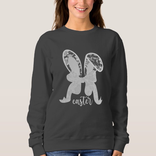 Sweatshirt Dentelle de Pâques Lapin dentelle oreilles dentell (Devant)