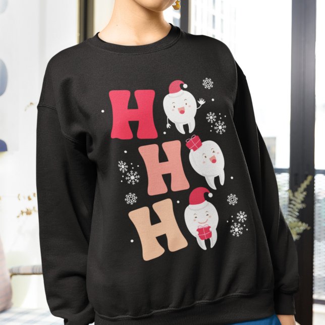 Sweatshirt Dentiste Noël Santa Claus molaires dents en rose (Créateur téléchargé)