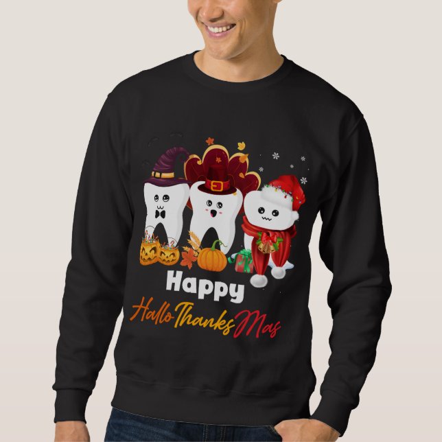 Sweatshirt Dents HalloMerciMas Halloween Thanksgiving Christ (Devant)