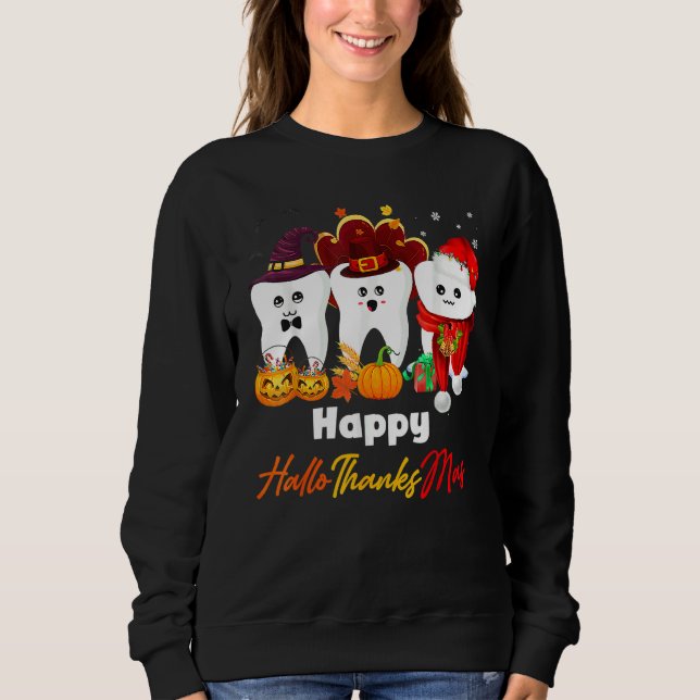 Sweatshirt Dents HalloThanksMas Citrouille Dentaire (Devant)